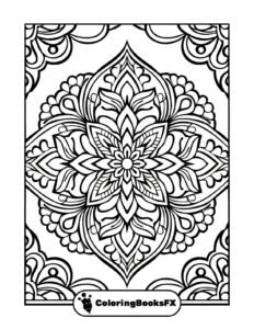 Flower mandala coloring page – Printable stress-relief art