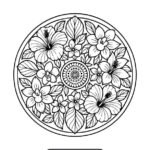 Hibiscus flower mandala – Printable tropical coloring page