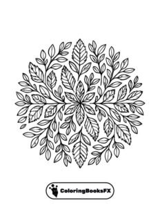 Leaf mandala – Printable nature-inspired coloring page