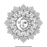 Sun and moon mandala coloring page – printable spiritual design
