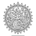 Fire and Water Mandala Coloring Page – Printable Design