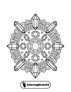 Gemstone Mandala Coloring Page – Spiritual Art to Print