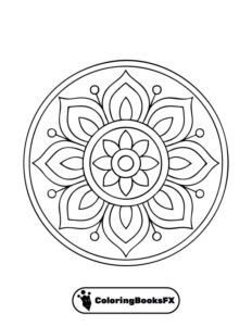 Circular Floral Mandala to Print – Mindful Coloring Art