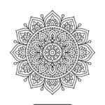 Floral mandala coloring page – Radial style with details