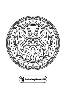 Dragon mandala coloring page – Printable design
