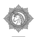 Unicorn mandala coloring page – Printable art