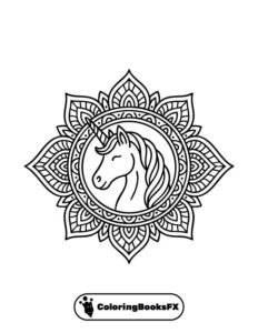 Unicorn mandala coloring page – Printable art