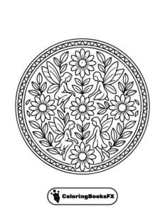 Fairy flower mandala coloring page – Download and print