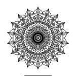 Flower mandala coloring page with spiral patterns